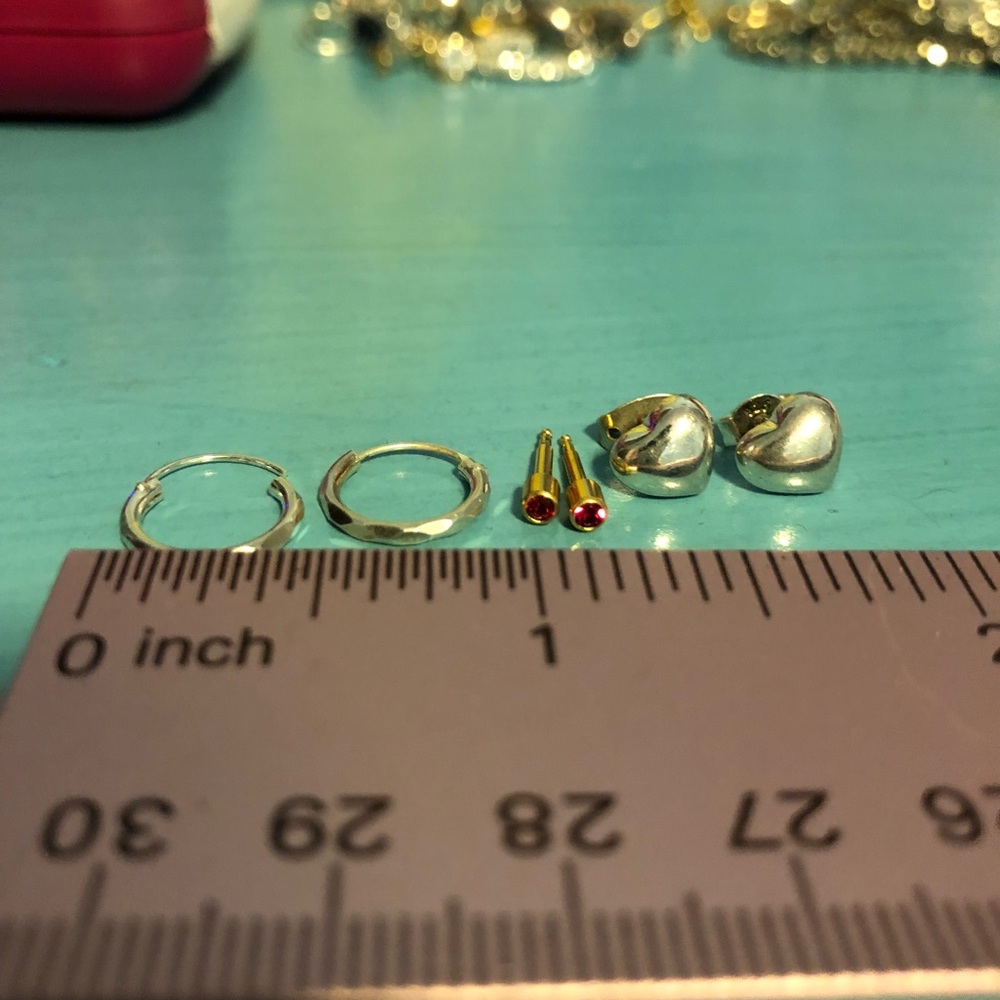 Sterling Silver Earrings 3 pairs